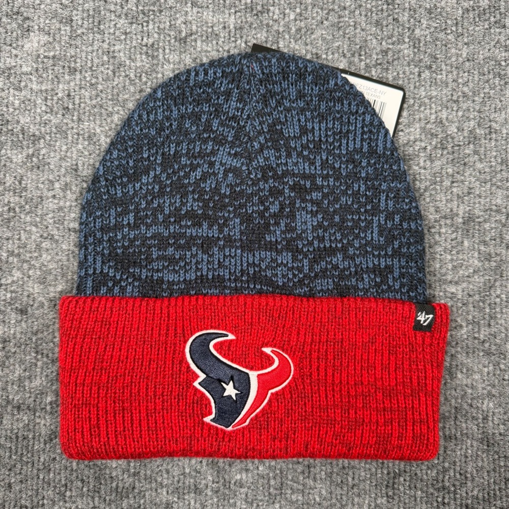Houston Texans '47 Brand Beanie Hat Unisex OSFA Navy Red Cuffed Knit